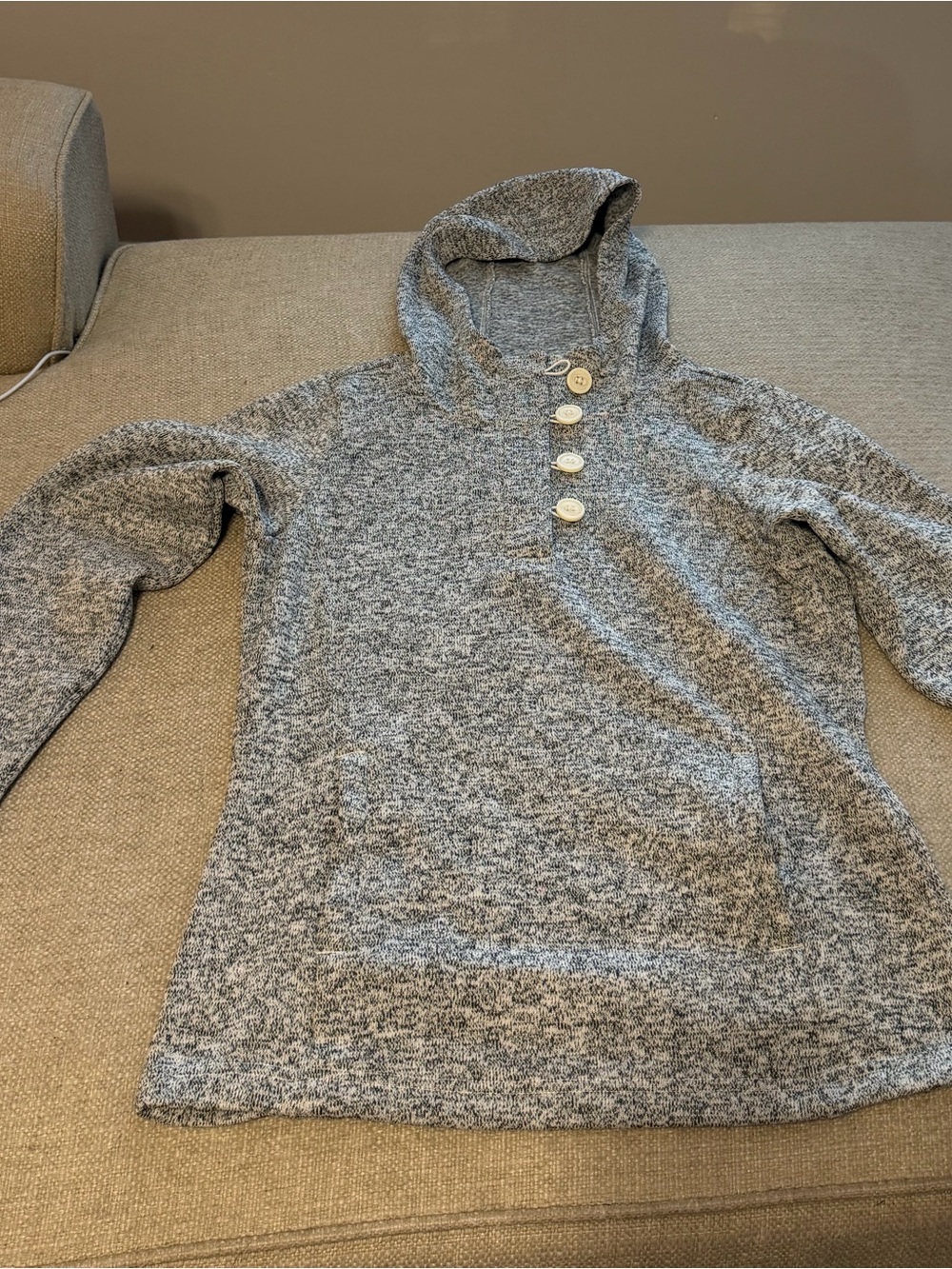 Columbia -Women's Gray Hooded Cowl Sweater with Button Placket